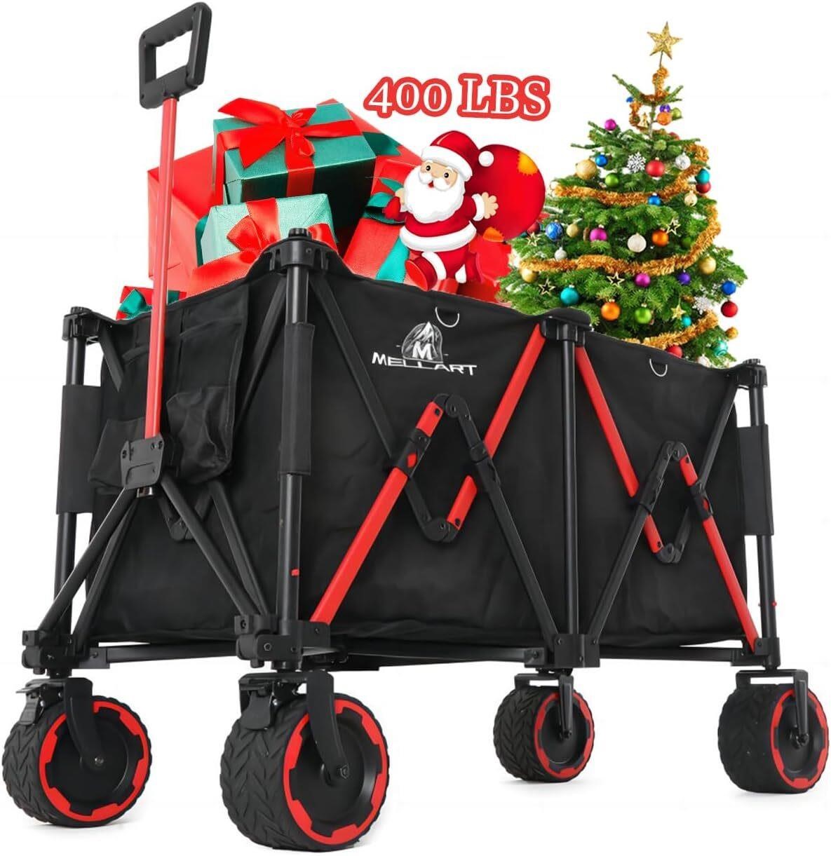 $135  Collapsible Heavy Duty 200L Wagon - Red/Blac