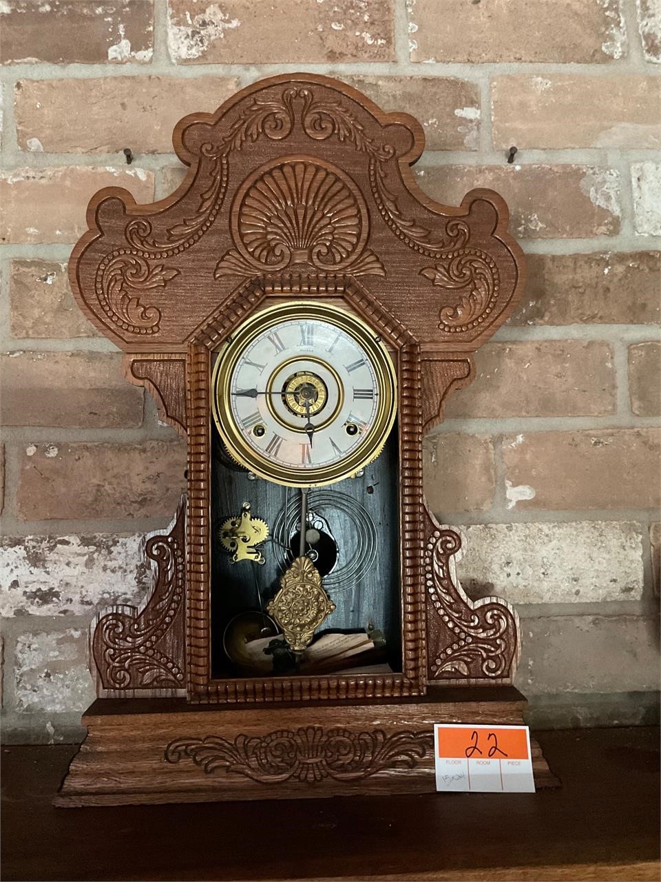 Vintage Carved Oak Clock