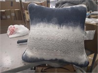 Dark blue  white and gray Pillow 16x16