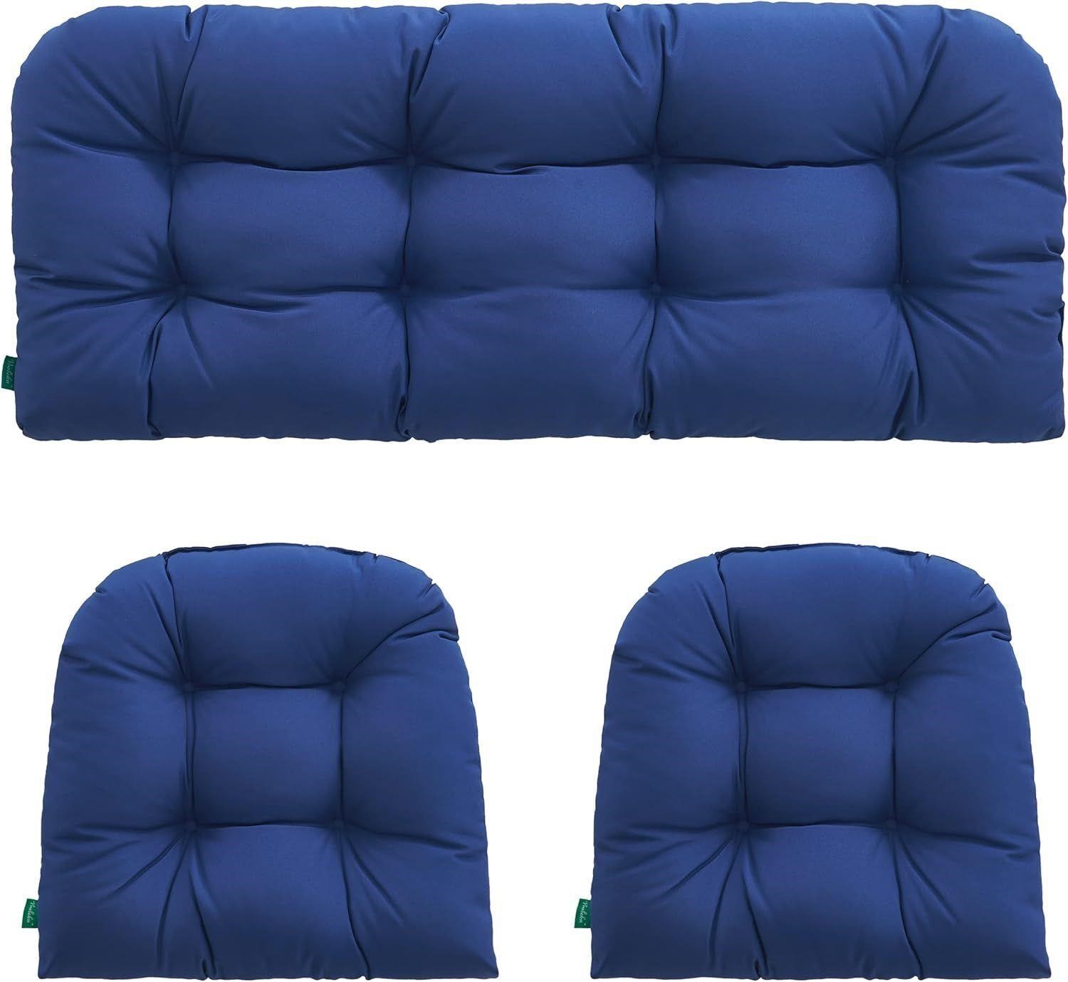 YOOZEKU Wicker Chair Cushions Set  Navy Blue