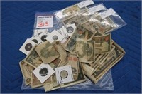 LOT, ASSORTED JAPANESE COINS & CURRENCY