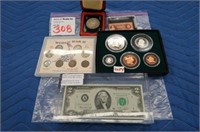 LOT, ASSORTED COLLECTABLES, (1) COPPER BAR, (1)