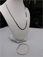 .925 silver herringbone 19" necklace & a bracelet