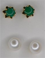 Pierced earrings: 14K gold post pearls - 14K posts