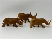 Kenyan Carved Wood Rhinos