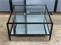 Glass Top Metal Frame Coffee Table 31"x31”x17”