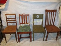 4pc Vintage To Antique Wood Side Chairs