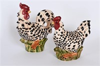 Vintage Ceramic Spotted Chicken Figurines