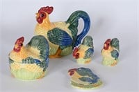 Vintage Ceramic Chicken Teapot & S/P Set
