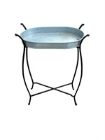 An Outdoor Metal Tray Table 28"H x 20"W x 12"D