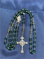 St. Patrick sterling silver rosary green beads
