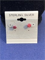 Sterling silver red stone earrings