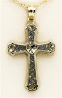 14kt Gold Large Two Tone Cross Pendant