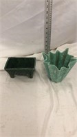 Pair of Green Pottery Planters