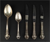 Lot of 5 Antique Sterling Silver Spoons / Knives