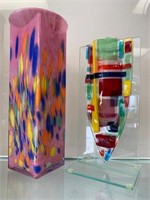 Modern Glass Art Vases X2