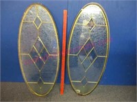 pair of double paned lead glass window inserts