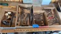 Antique tools , apple peeler, punches, wrenches