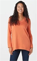 Isaac Mizrahi Live Trapeze Hem V-Neck Tunic; Large