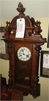 Antique Walnut carved wall clock with glass