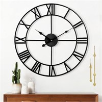 Wall Clock - 24 Inch Silent Non-Ticking Decorative