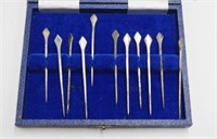 Set eleven sterling silver cocktail sticks