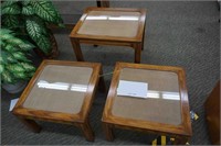 quality set of 3-night side tables with glass &