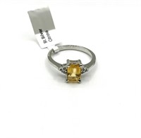 Sterling Silver Natural Citrine Ring, Size 7,