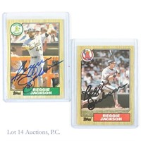 Reggie Jackson Signed Topps MLB Baseball Cards (2)