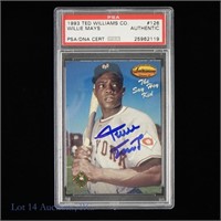 Signed Willie Mays Ted Williams Co MLB Card (PSA)
