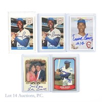 Ernie Banks Signed MLB Baseball Cards (COA) (5)