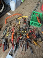 Lot of hand tools- screw drivers, saw, ect