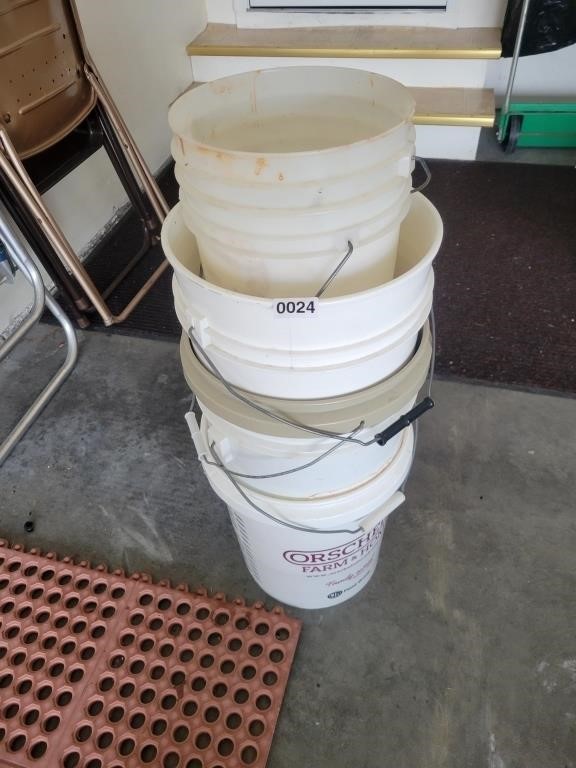 Lot of Plastic Buckets, Hose Sprayers