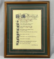 Ten Commandments Matted Framed Print
