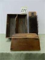 Early Wood Silverware Tote & Early Flax Comb