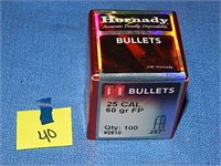 25 Cal 60gr Hornady Bullet Heads 100ct