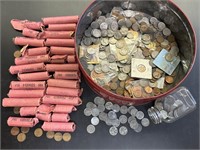 US Coins; Buffalo Nickels; Steel & Wheat Pennies