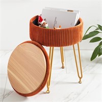 Velvet Vanity Stool  Pumpkin Brown  18H