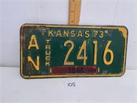 1973 Kansas License Plate