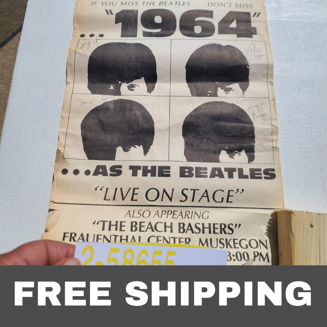 Vintage 1964 The Beatles "Live on Stage" Poster