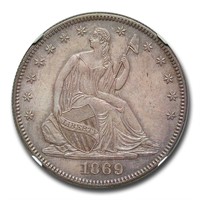 1869 Liberty Seated Half Dollar MS-64 NGC