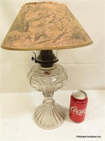 Beaded & Petal Pattern Antique Glass Oil Lamp