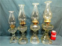 Graduated set Of 4 Antique Oil Lamps