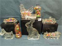 9 Piece Vintage Glass Candy Container Lot