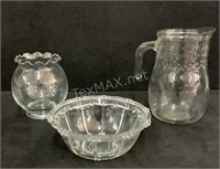 Lot of Assorted Glass Bowls and Pitcher