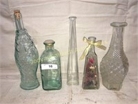 Assorted glass bottles decanters etc