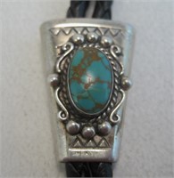 NA Turquoise & SS Bolo - Hallmarked