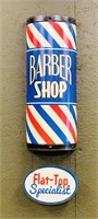 Tin Barber Shop Sign, 25” long x 7” wide, NOT OLD