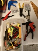 Box of electrical crimpers, etc.