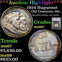 *Highlight* 1924 Huguenot Old Commem 50c Graded ms